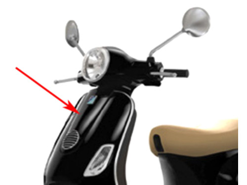 Voorscherm Midden Vulcano Zwart 98 Vespa LX FL